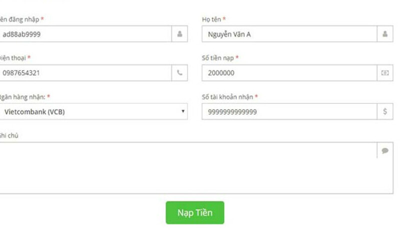 Thực hiện các bước điền thông tin vào biểu mẫu