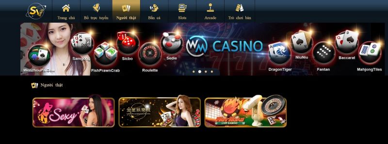 Các sảnh chơi casino trực tuyến hot tại SV388